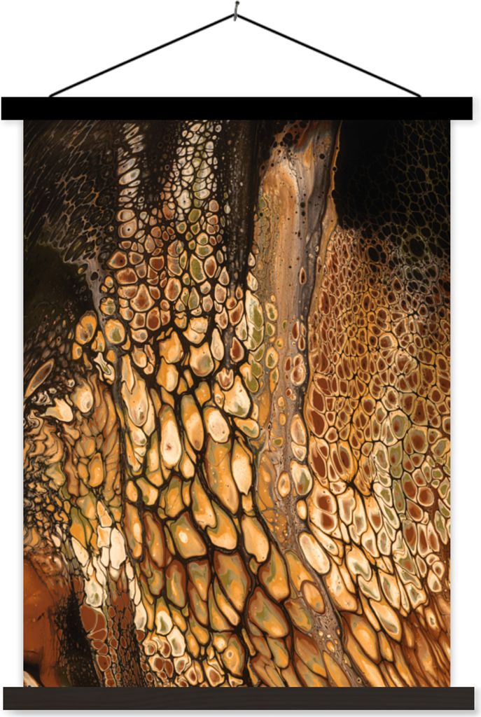 MuchoWow Textilposter Acrylfarbe - Braun - Abstrakt 120x160 cm mit schwarzem Rahmen - Magnetischer