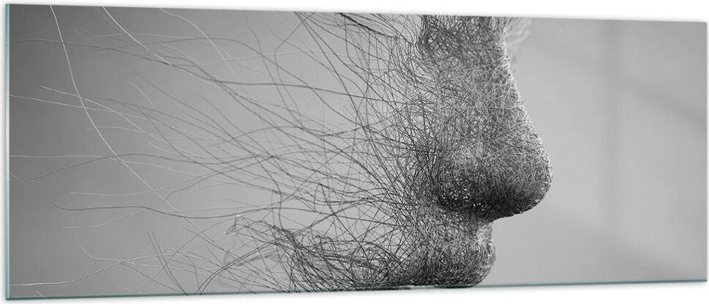 Bilder auf glas - Einteilig - Gesicht Grafiken Fäden - 140x50cm - Glasbilder - Wandbilder - Bilder - zum Aufhängen bereit - Wanddekoration aus Gl...