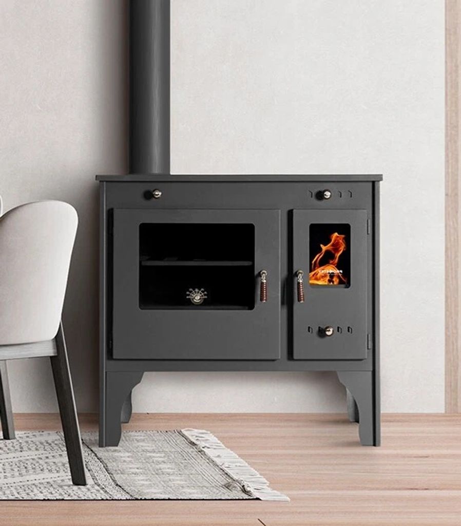 Poêle à bois PROMETEY Retro Eco 7 kW Plaque de cuisson en Image du produit 