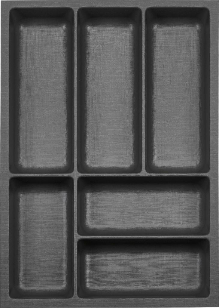 ORGA-BOX III Besteckeinsätze Tiefe 473 mm, Höhe 50,5 mm anthrazit Schubladeneinsätze Breite 341 mm für Schubladen 450 mm Canvas-Struktur