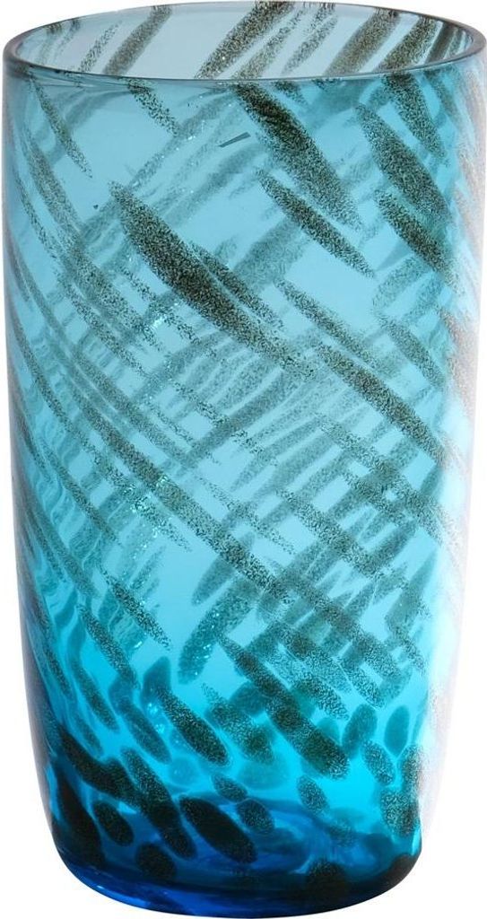 INNA-Glas Tischvase MARICAR aus Glas, mit Muster, blau-Gold-klar, 14,5 cm, Ø 8 cm - Farbige Vase