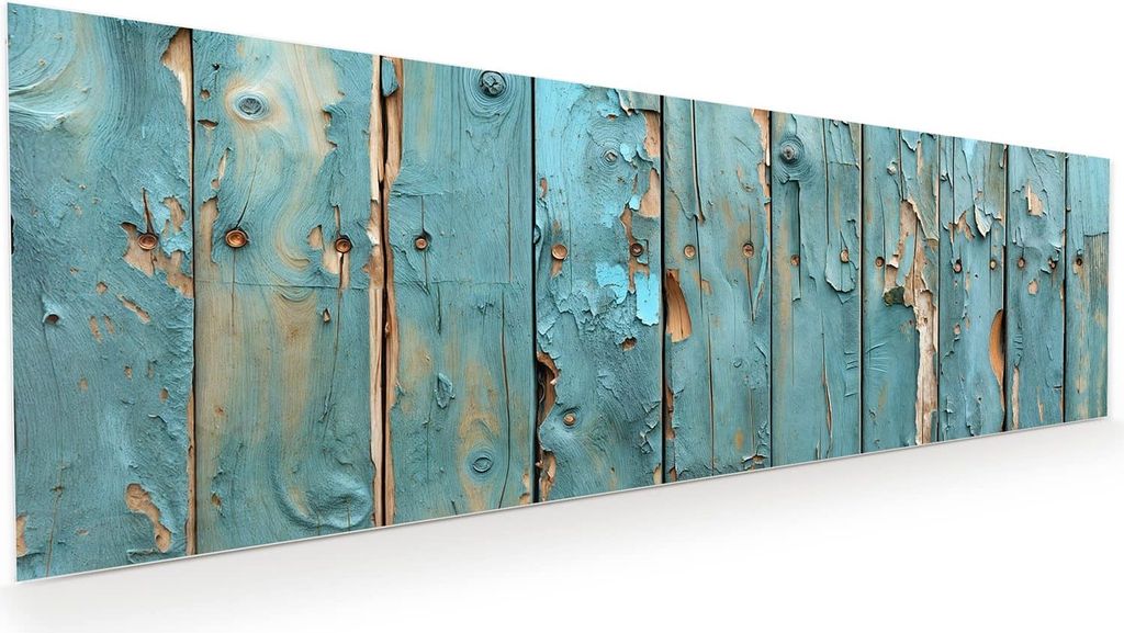 Glasbild 120x40cm in XXL für Wohnzimmer, Schlafzimmer Motiv Abblätternde Holzplanken