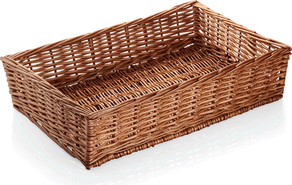 2x Buffetkorb eckig Vollweide, gesotten braun 60 x 40 x 14 cm Holz