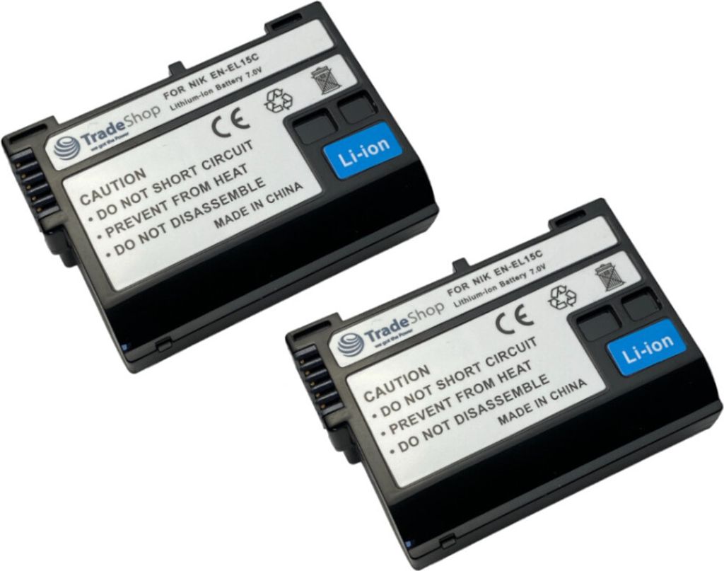 2x Trade-Shop Li-Ion Kamera-Akku 7V / 2400mAh kompatibel mit Nikon D500 D600 D610 D750 D850 D7000 D7100 D7200 D7500 D800 D800E D810 D810A D8000 1 V1