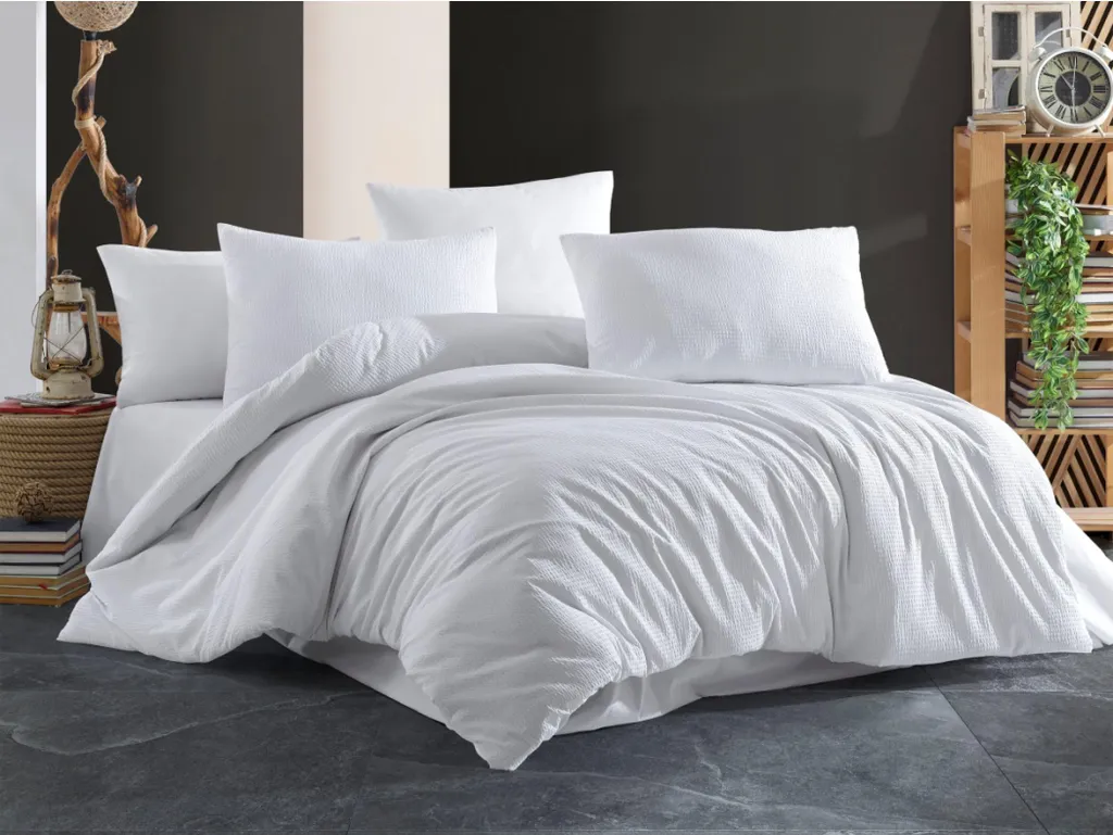 Biancheria da letto in crêpe francese UNI 200x200, 70x90cm Bianco