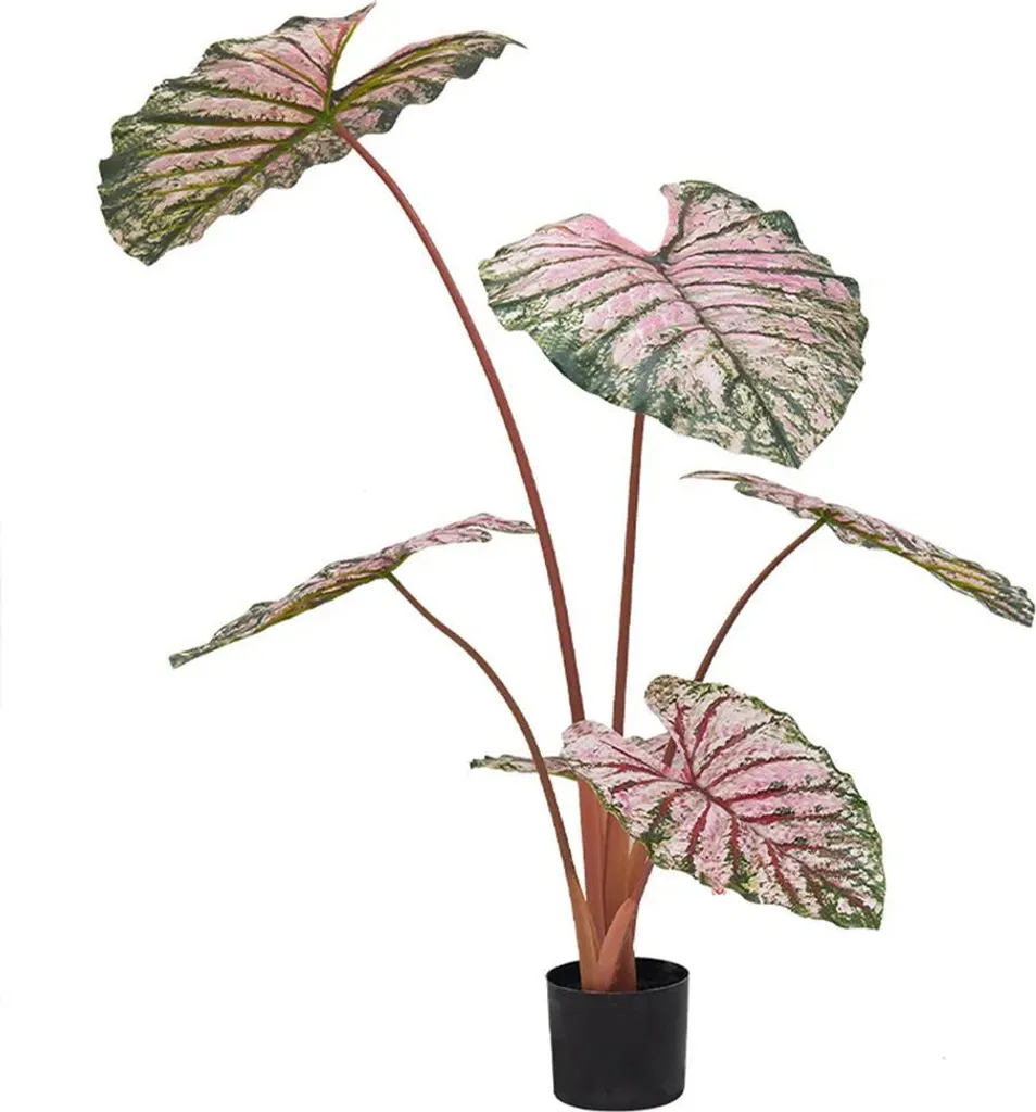 Grand Caladium artificiel type Taro 110 cm - Plante verte d'intérieur