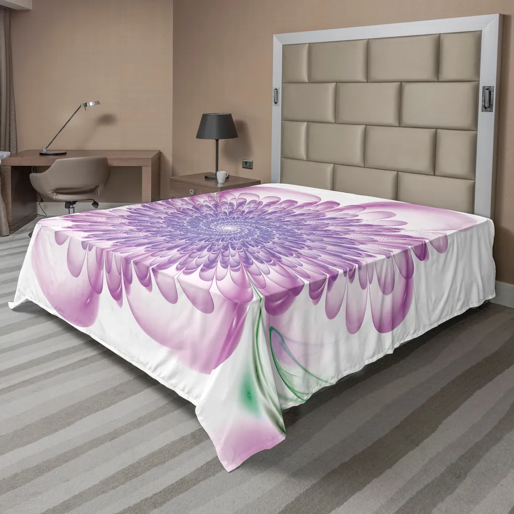 ABAKUHAUS Spiers Drap de lit violet 266x260 cm avec imprimé fleurs