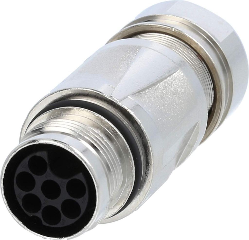 M17 Kupplungssteckverbinder gerade Stift Crimpanschluss, Polzahl 7+PE Kabelabgang gerade, Klemmbereich 8,0mm - 10,0mm -
