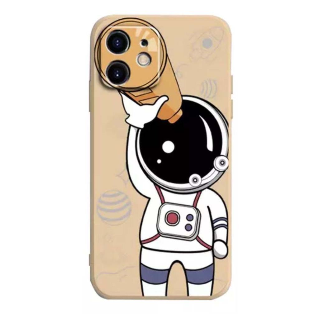 Smartphonica iPhone 12 Mini Fall TPU mit Astronaut Druck - beige