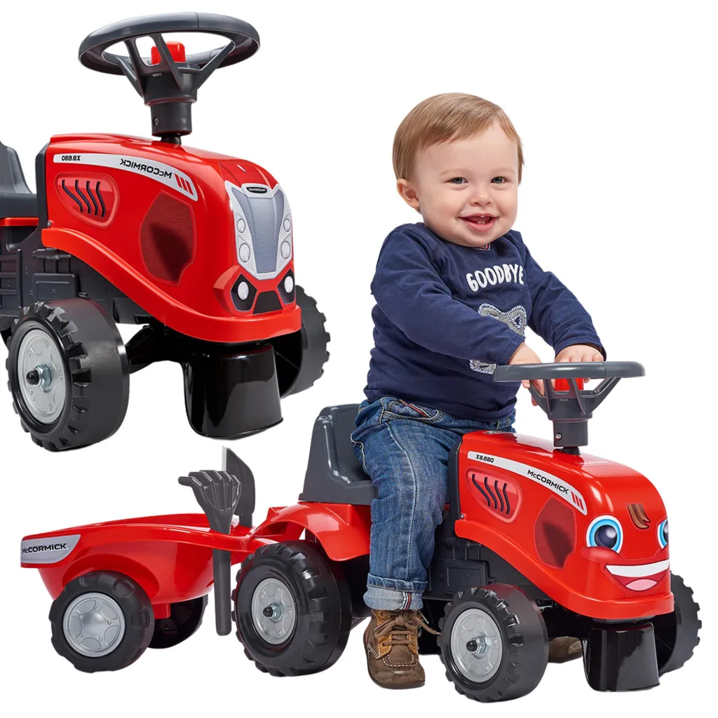 Porteur tracteur enfant avec remorque Falk Baby Mac Cormick rouge 12 mois
