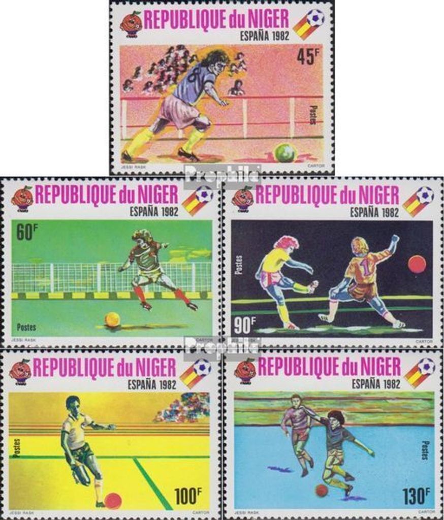Briefmarken Niger 1980 Mi 719-723 (kompl.Ausg.) postfrisch Fußballweltmeisterschaft, Spanien 1982