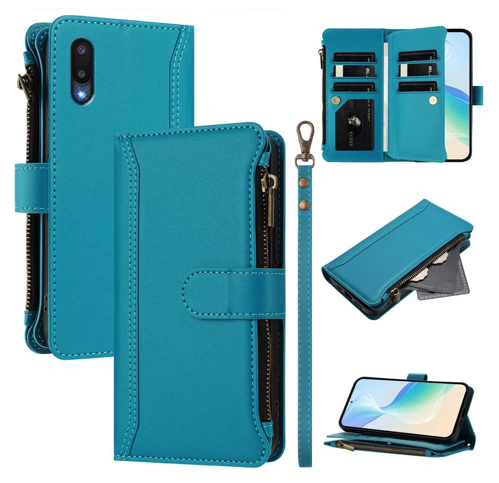 Custodia Executive Samsung A02 / M02 Blu Lago Portafoglio con Zip