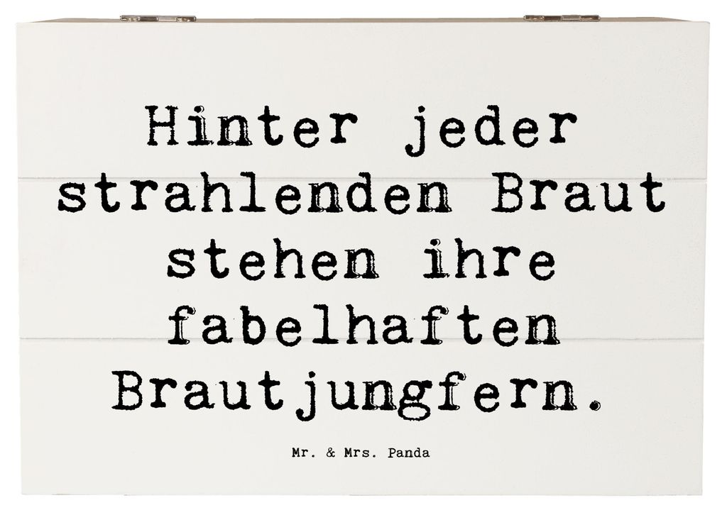 Mr. & Mrs. Panda Kiste Spruch Fabelhafte Brautjungfern 22 x 15 cm - Weiß - Geschenk, Heiraten, Heirat, fotobox, Box, Holzkiste mit Deckel, Geschen...