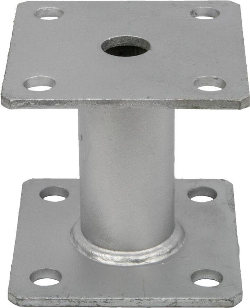 GeZu Impex Pfostenträger aufdübelbar 2 Platten je 100 x 100 mm, Höhe 100 mm Pfostenhalter