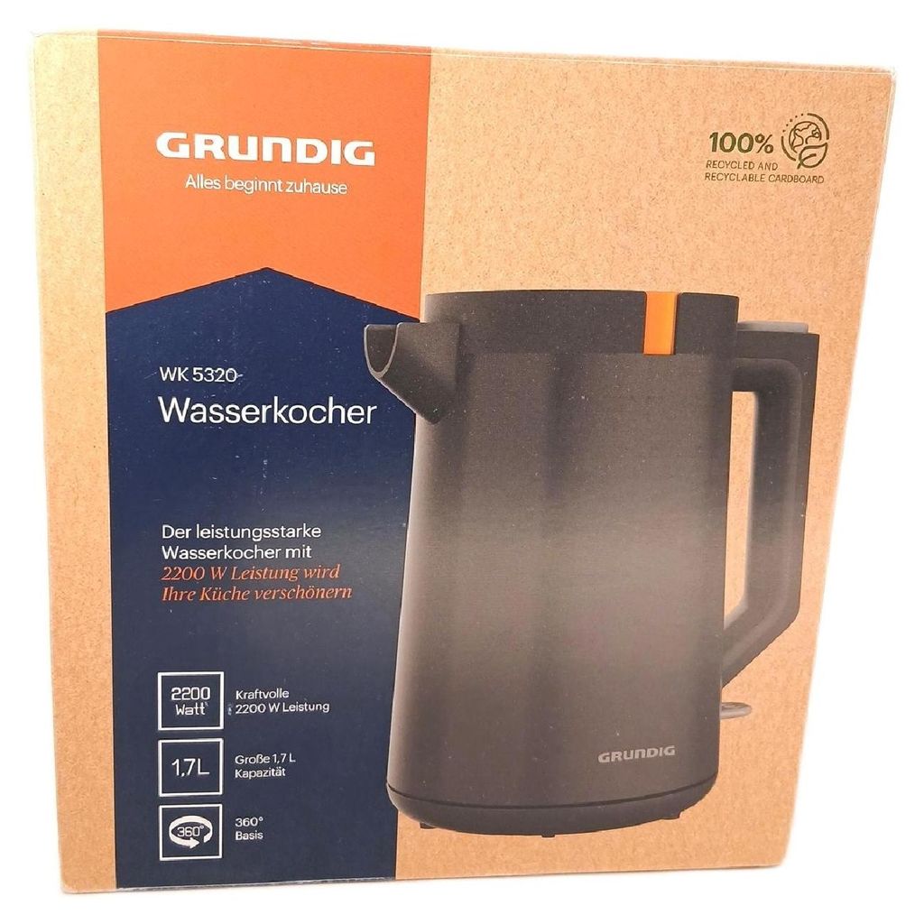 Grundig WK 5320, 1,7 l, 2200 W, Grau, Kunststoff, Produktbild 