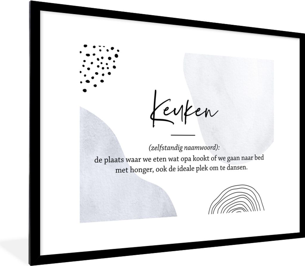 MuchoWow Gerahmtes Poster Küche - Großvater - Zitate - Wörterbuch - Definition Küche 80x60 cm - Poster mit Schwarzem Bilderrahmen Wandposter ...