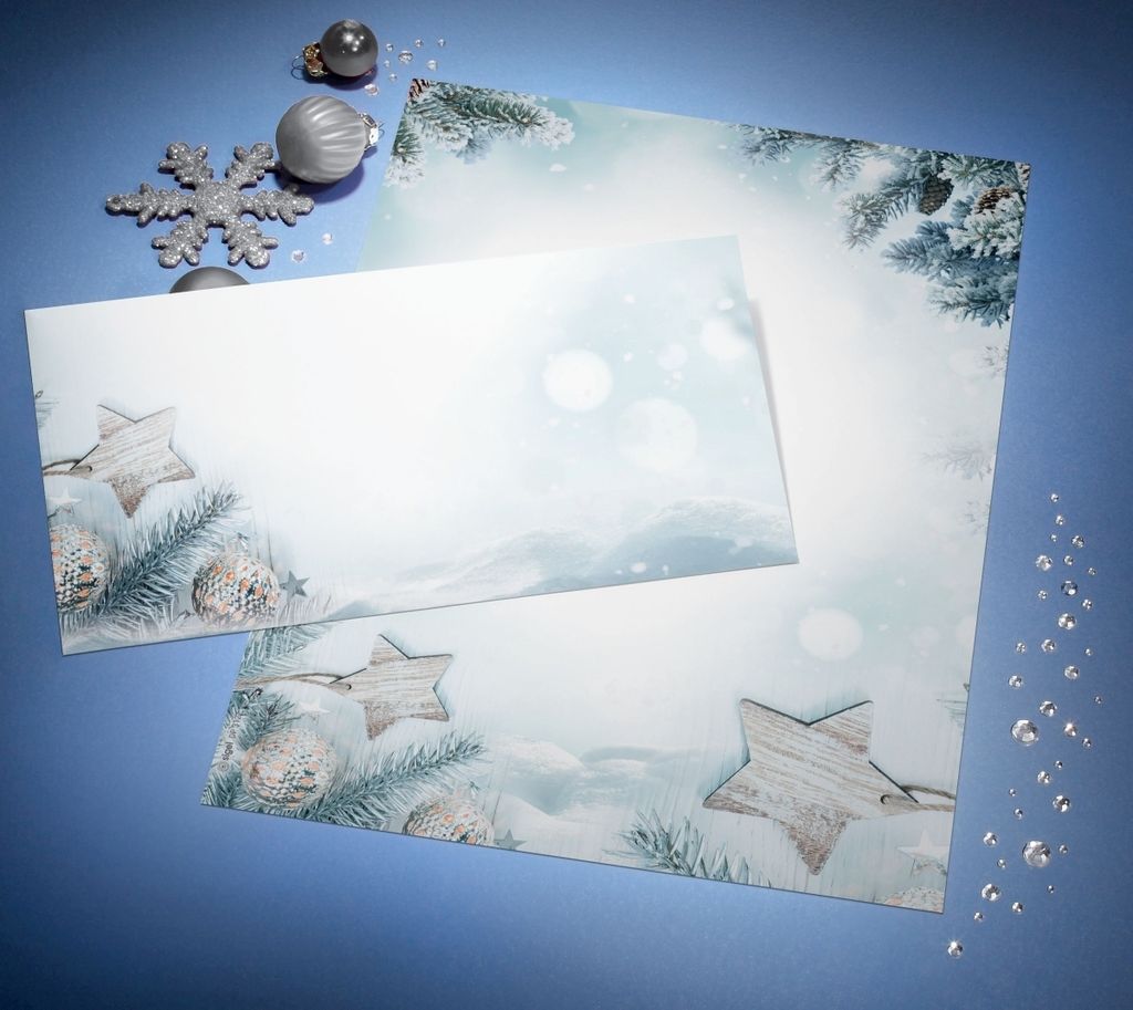 Briefumschläge Weihnachten DINlang 90g/qm VE=7x25 Stück Snow Star