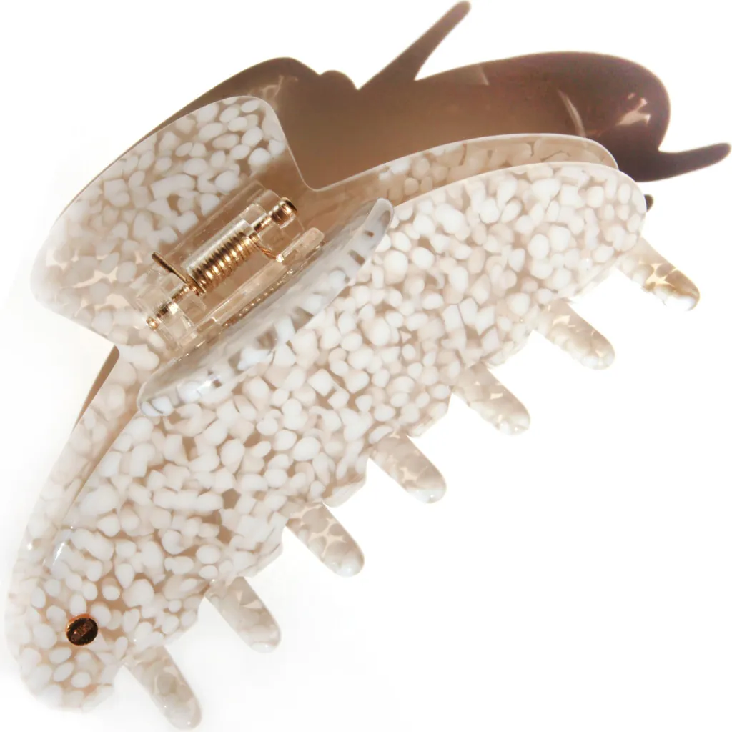 Barrette cheveux épais Svea incassable en acétate de coton blanc