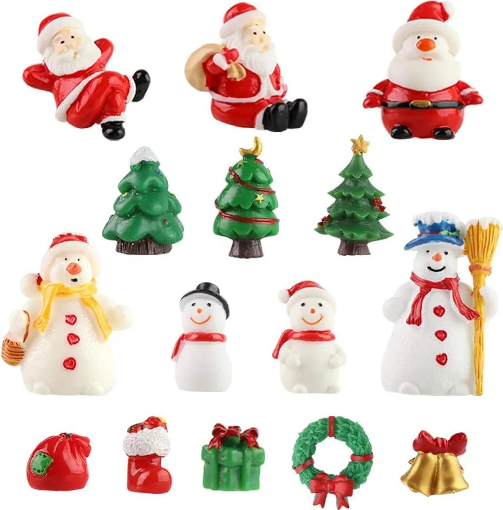 Kit de décoration miniature Noël - 15 figurines pour village et crèche