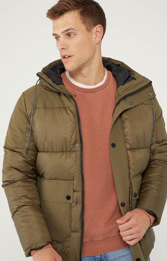 Mavi Herren Jacke Kurzjacke Kapuzenmantel leicht gefüttert Grün Gr. M