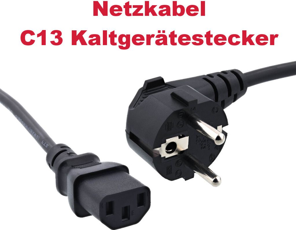 Hochwertiges Netzkabel IEC-C13 Kaltgeräte-Stecker 1,2m für Samsung LE37R83BX/XEC TV, Dell P1913, U2711, E1909WDD Monitor, Brother MFC, TV
