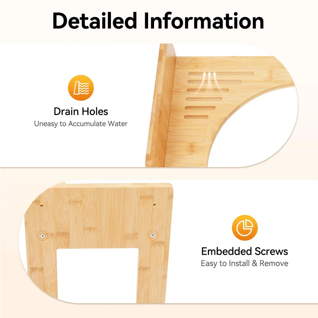 Tabouret de toilettes contre la constipation en bambou jaune réglable - 4