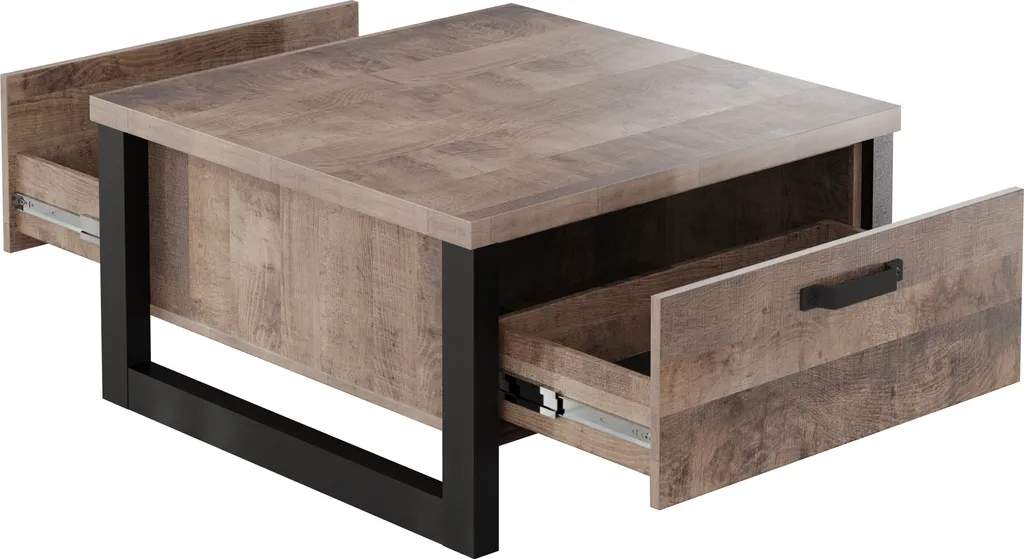 Table Basse Emile en Chêne - Solution Rangement Salon 2 Tiroirs Bois