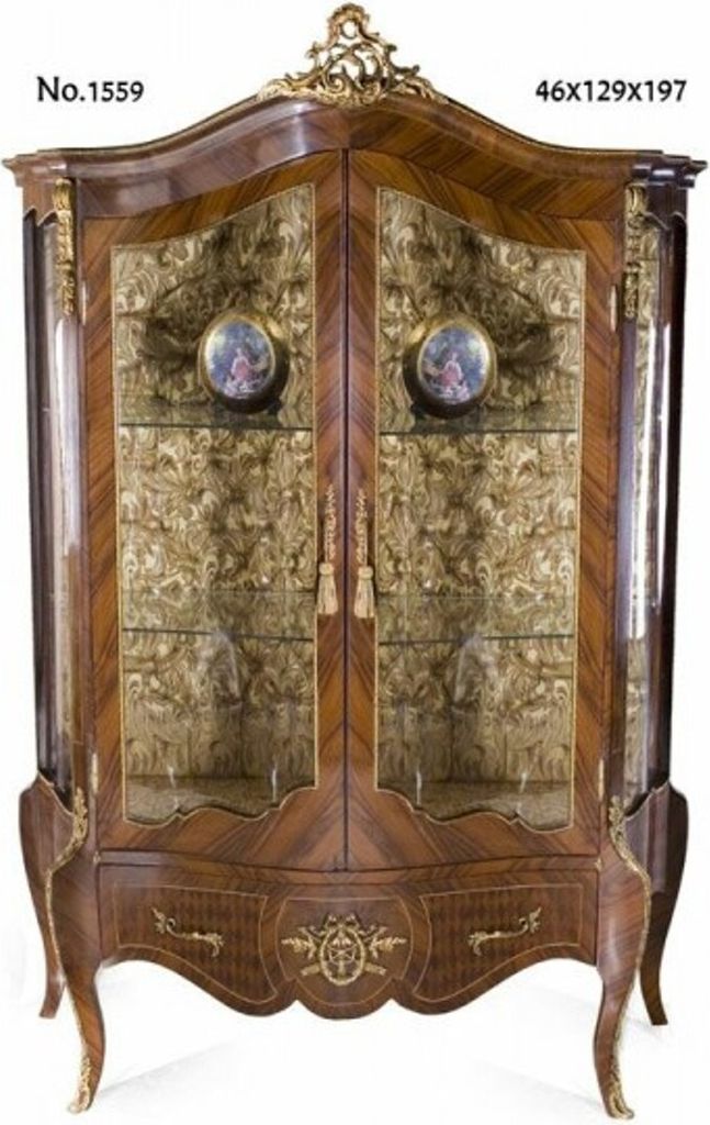 Casa Padrino Barock Vitrine Braun - Wohnzimmer Möbel Vitrinenschrank