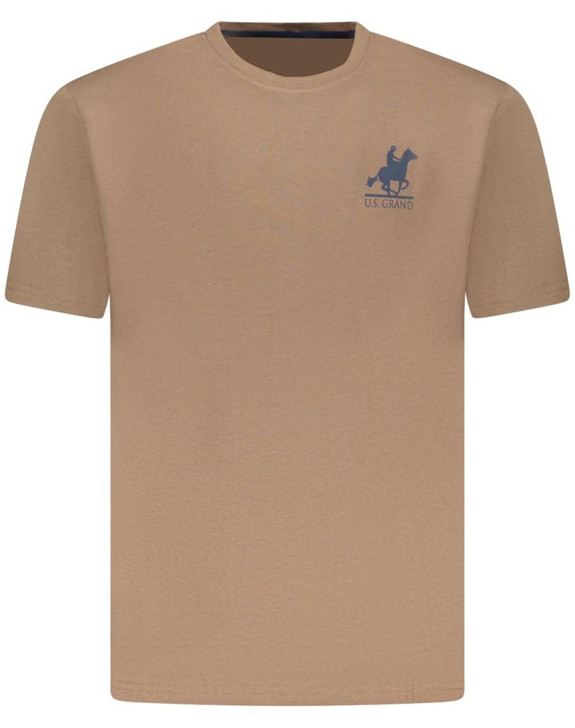 Herren Kurzarm T-Shirt Braun mit Rundhals & Logo-Druck