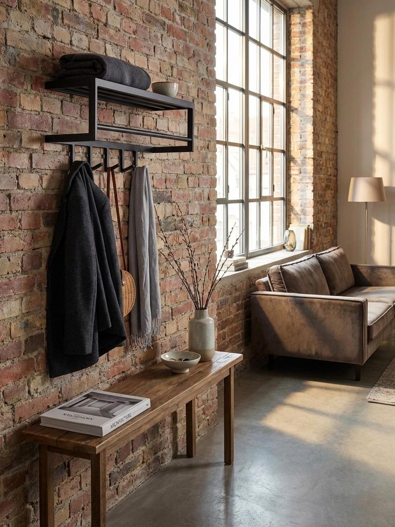 Wandgarderobe Metall Schwarz 70x20x20 cm Flurgarderobe mit Ablage, Design Hakenleiste Wandpaneel Stahl, Garderobe Wand mit Hutablage, Garderobenlei...