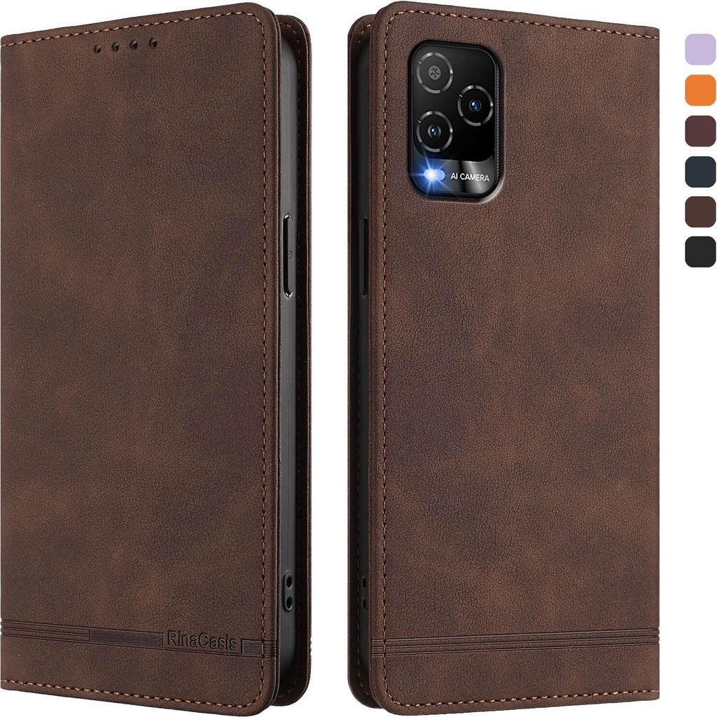 Hülle für BLU View 5 Pro, Retro Kunstleder Ständer Klapphülle mit Kartenfächer und Magnetische Braun