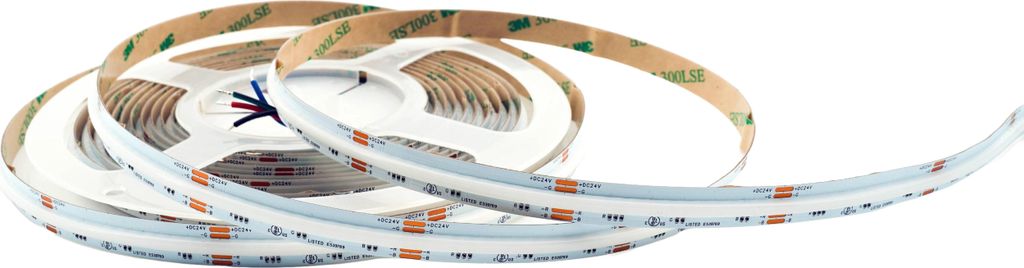 COB RGB LED-Streifen 10 mm – 840 LEDs/m, 24 V, 14 W/m – punktfreies RGB Band mit 180° Abstrahlwinkel