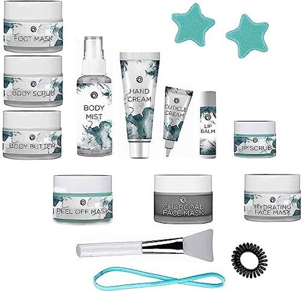Wellnessset, Pflege und Geschenksbox mit Masken, Cremes, Scrub, u.v.m. - 16 Spa-Anwendungen und Pflegeprodukte von BdBeauté für Gesicht, Hände, ...