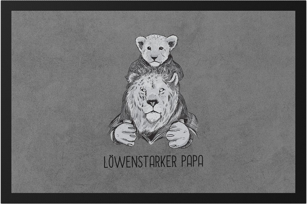 Löwenstarker Papa Fußmatte SW Spruch Löwenpapa Vatertag Geschenkidee Bester Papa Dad