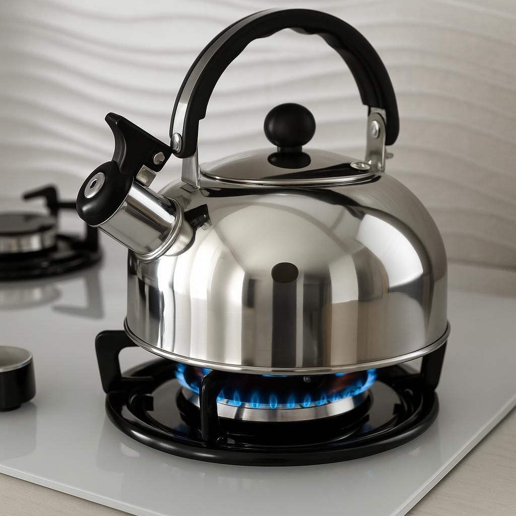 Edelstahl Flötenkessel 2,0L Camping Wasserkessel Pfeifkessel Teekessel Gasherd Gas Induktion Wasserkocher Wohnmobil Campingkocher