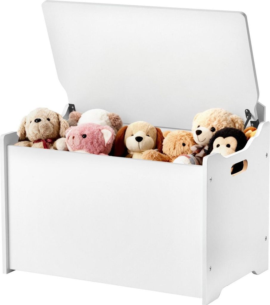 Kinder-Aufbewahrungsbank, Holzspielzeugkiste mit Rückenlehne, großer Aufbewahrungsschrank mit Sicherheits-Scharnier, Aufbewahrungsbank für Klein...