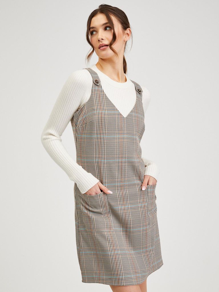 Orsay Braunes kariertes Damenkleid DP-3577228__S
