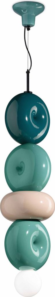 Hängelampe Keramik E27 25 cm breit Türkis Petrol Sandgrau Retro Keramiklampe