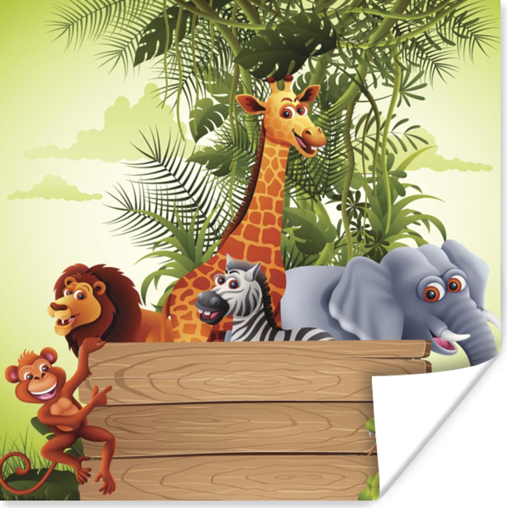 MuchoWow Poster Dschungeltiere - Natur - Kinder - Giraffe 30x30 cm - Wandposter - Printing