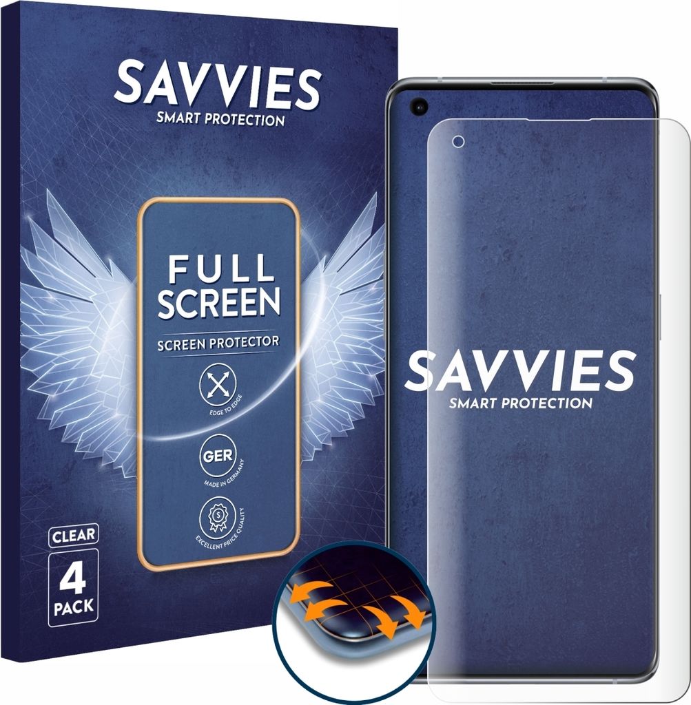 4x Savvies Fullscreen Schutzfolie für Oppo Find X5 Displayschutz Folie Fullcover Klar Transparent