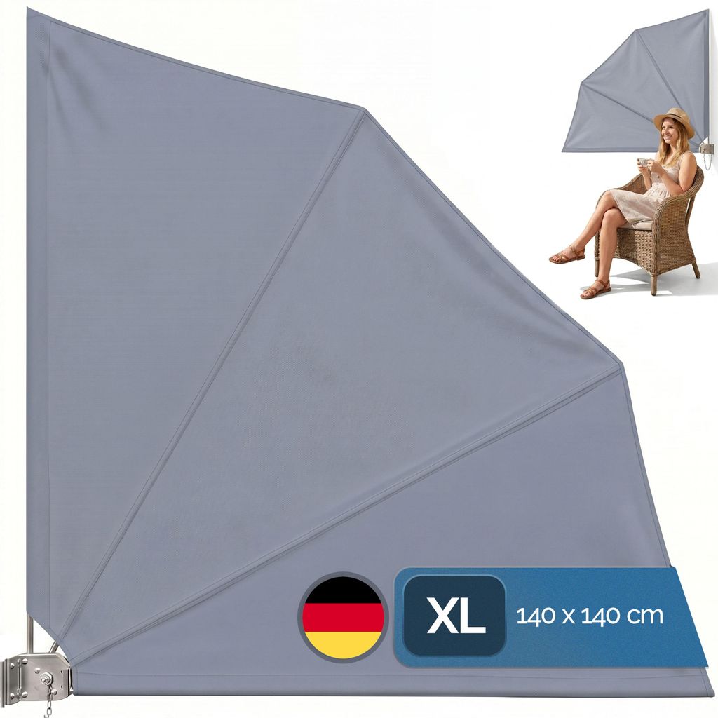 DETEX® Balkonfächer Sichtschutz inkl. Abdeckung 140x140cm Produktbild 
