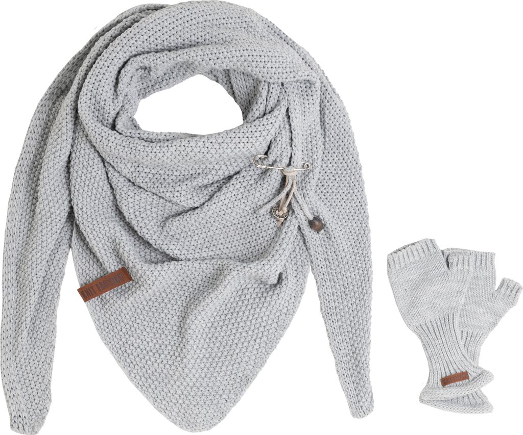 Knit Factory Coco Dreiecksschal & Cleo Handstulpen - Grau