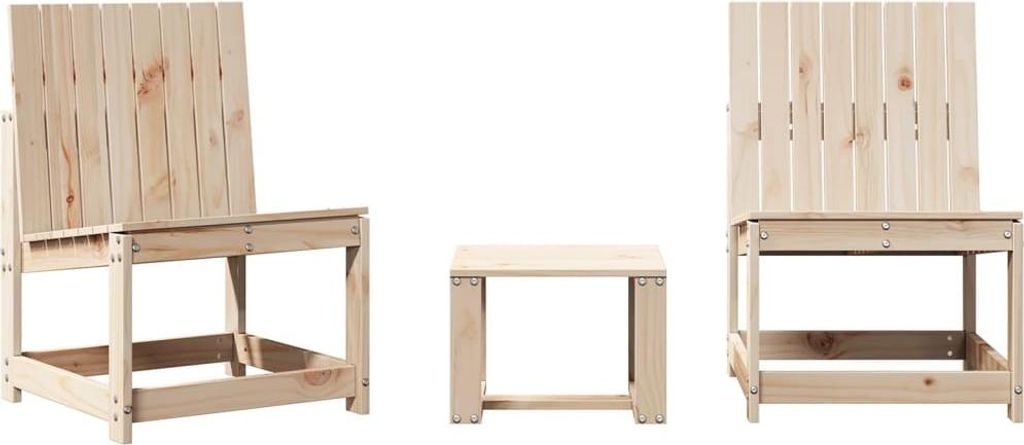 vidaXL 3-tlg. Garten-Lounge-Set Massivholz Kiefer