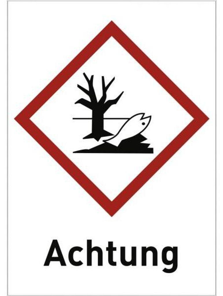 Dreifke Aufkleber Umweltgefährlich (GHS 09) Achtung, Folie,37x52 mm, 6 Stück...