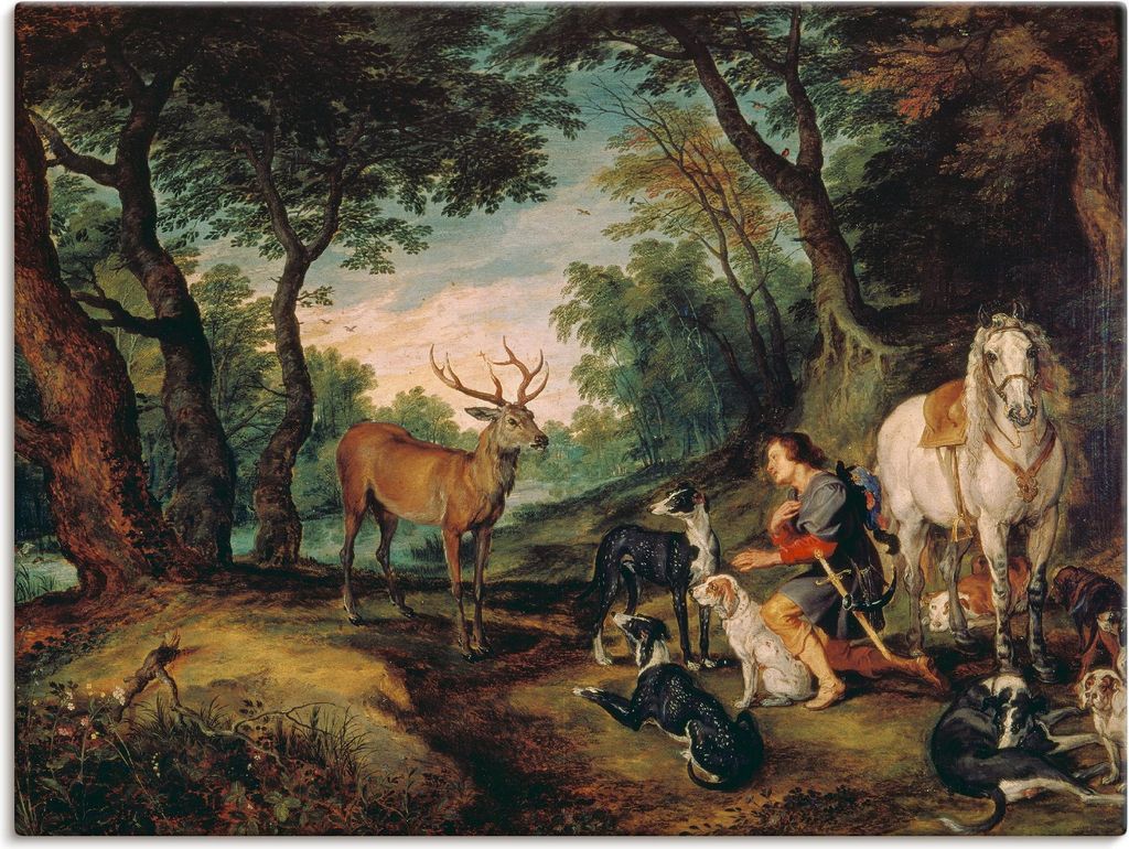ARTland Leinwandbild Der heilige Hubertus. Größe: 120x90 cm