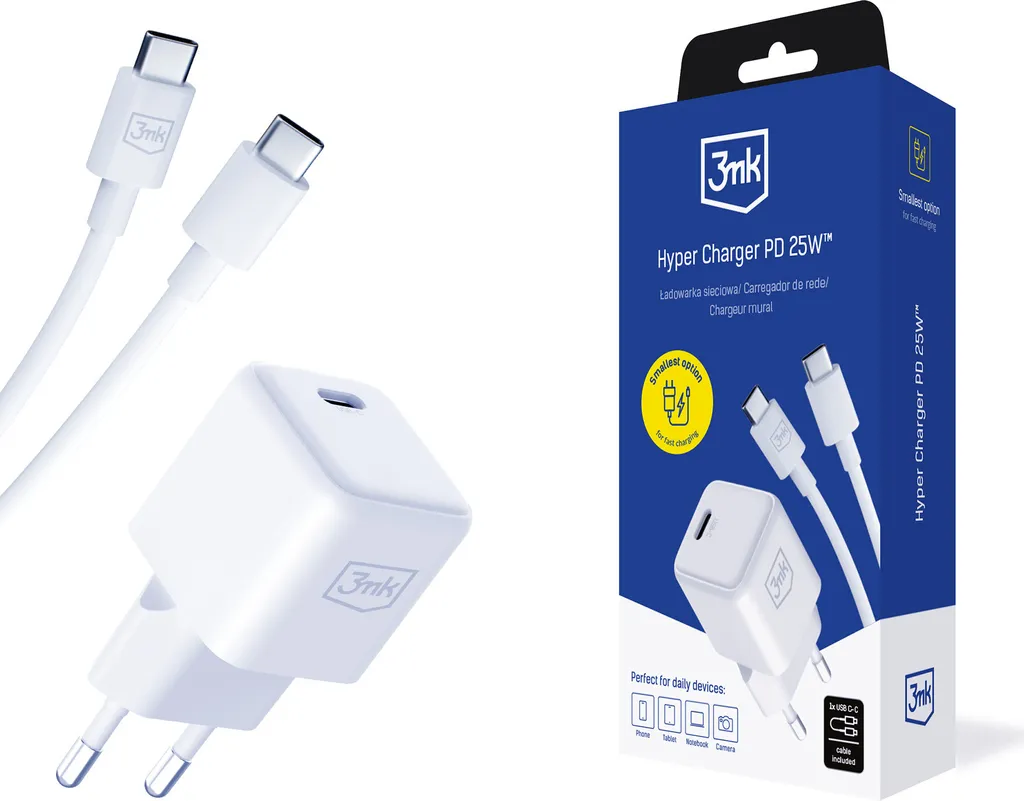 Kit Ricarica Professionale 3mk 25W USB-C PD Bianco per Ufficio