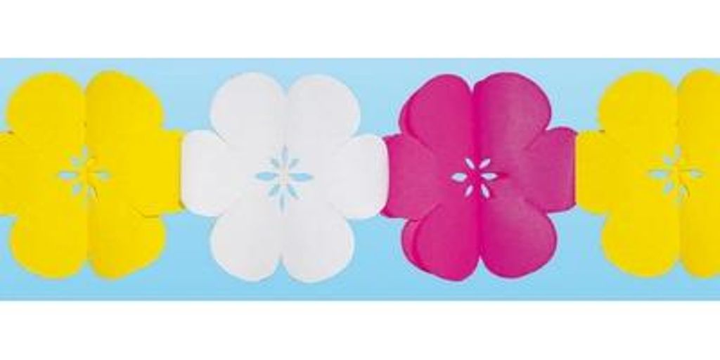 Girlande bunte Blumen groß 4m lang, schwer entflammbar
