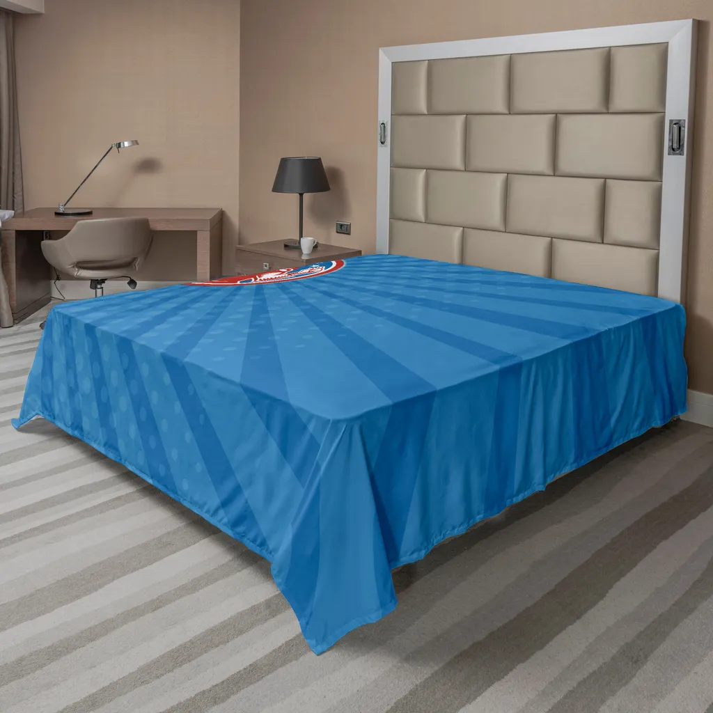ABAKUHAUS Lenzuolo sportivo, illustrazione Pop Art con caratteristiche visive vintage, stampa maschile, lenzuolo morbido e confortevole per un letto decorativo 1 pezzo 260 cm x 228 cm, arancione blu azzurro