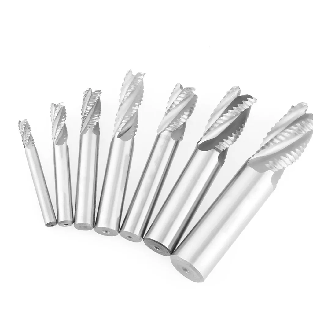 Fraise à queue ébauche contre bourrage copeaux coffret HSS 7 tailles