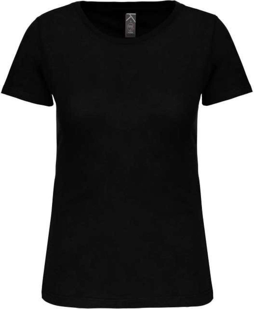 Kariban Damen T-Shirt Baumwolle Kurzarm Basic Shirt Rundhals, Größe:M, Farbe:Schwarz